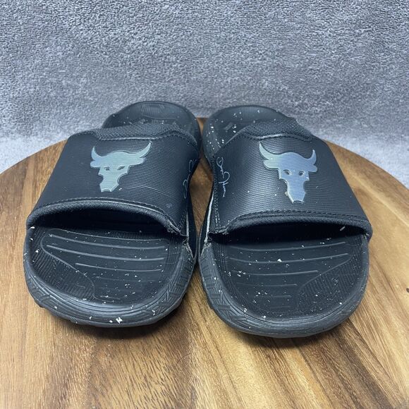 Under Armour Project Rock 3 Slides Slip-On Sandals Men\'s Size 8 Black 3026034